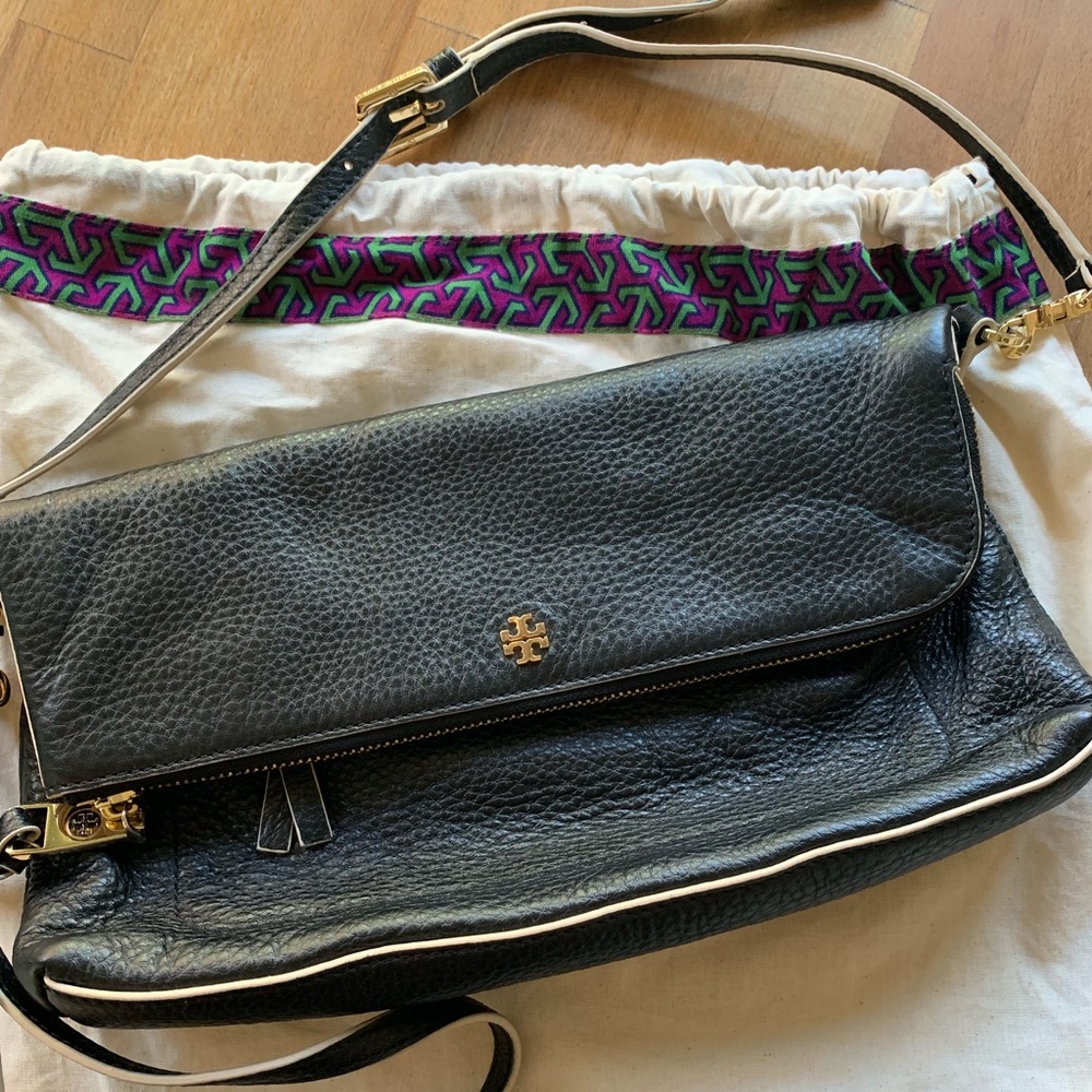 Tory Burch black Pebbled leather crossbody